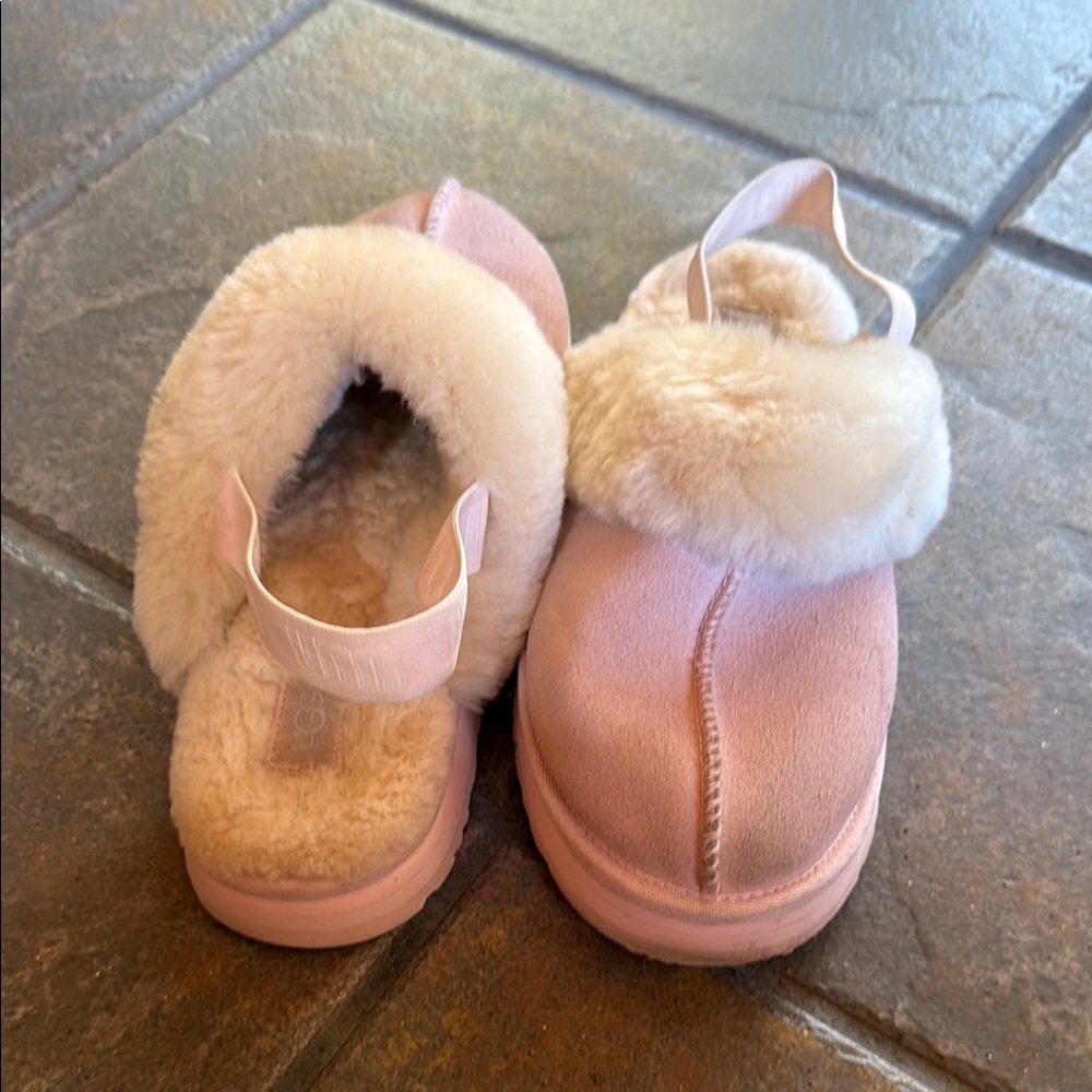 UGG Kids Pink and Cream Slippers
